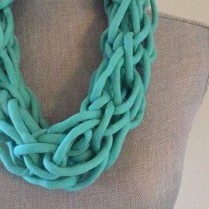 Turquoise handmade arm knit infinity scarf